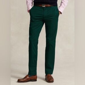 Polo Ralph Lauren Size 34/36 Dark Green Stretch Slim Fit Chino Trousers Cotton